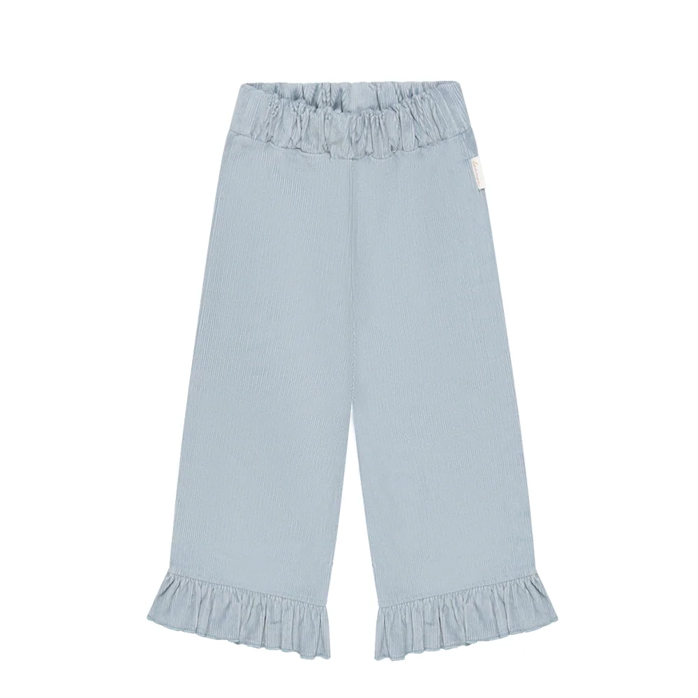 cordhose_clear_blue Weite Cordhose "clear blue" mit Rüschensaum – Bild 1