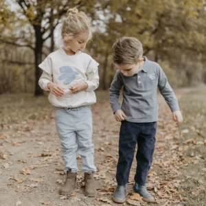 Unisex Cordhose "navy" mit Ziernähten – Bild 3
