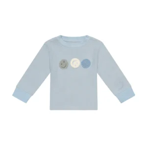 Longsleeve "Smileys" aus Waffle Piqué (clear blue) – Bild 2