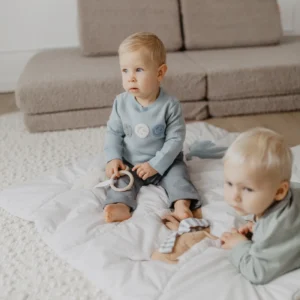 Longsleeve "Smileys" aus Waffle Piqué (clear blue) – Bild 3