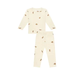 Pyjama Set "Little Dog" aus Bio-Baumwolle (light beige)