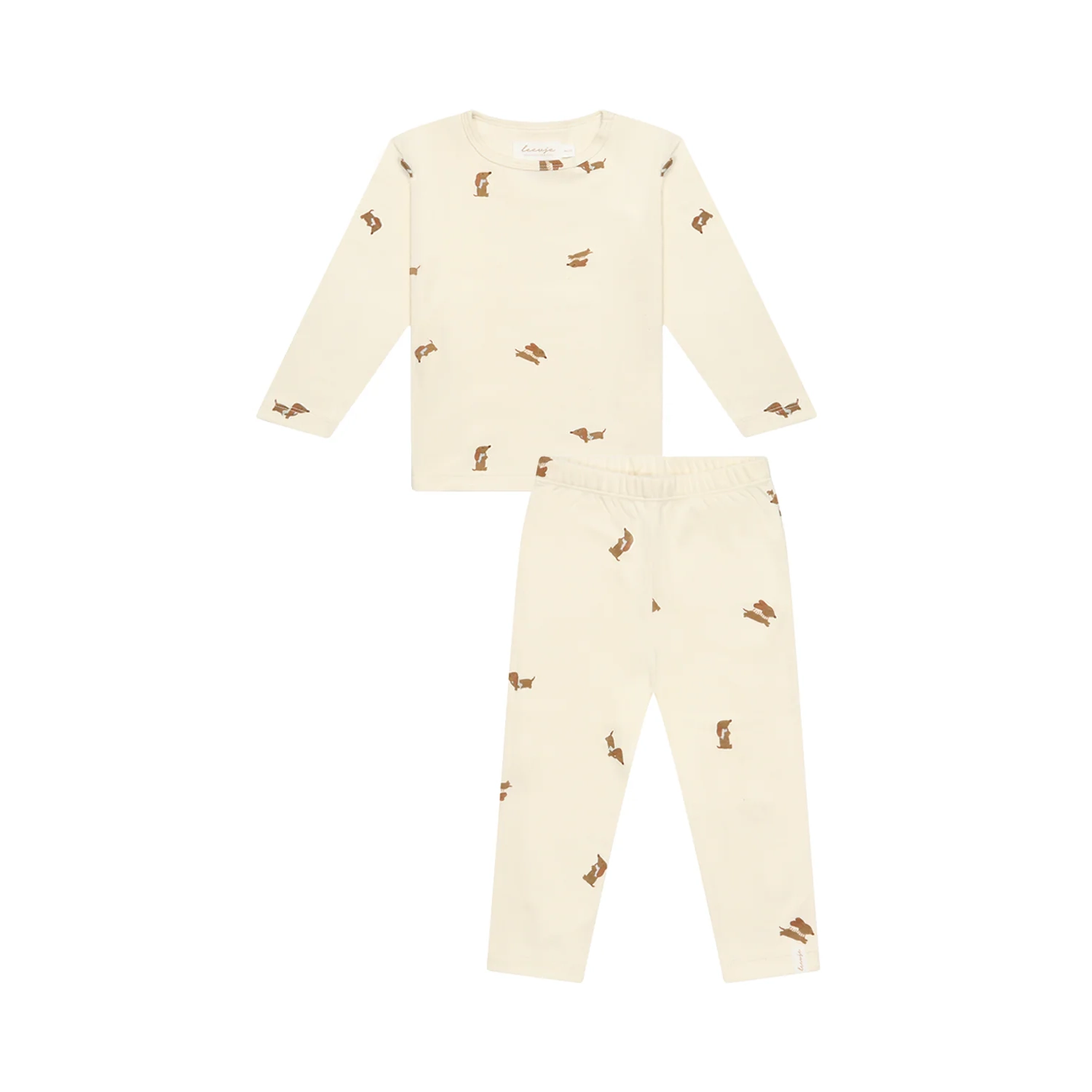 pyjama_littledog Pyjama Set "Little Dog" aus Bio-Baumwolle (light beige) – Bild 1