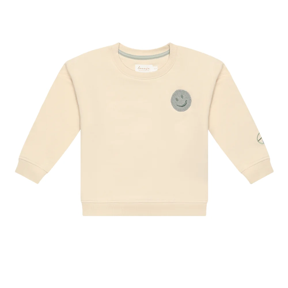 sweatshirt_peace_begins Unisex Oversized Sweatshirt "Peace begins with a smile" (cappuccino) – Bild 1