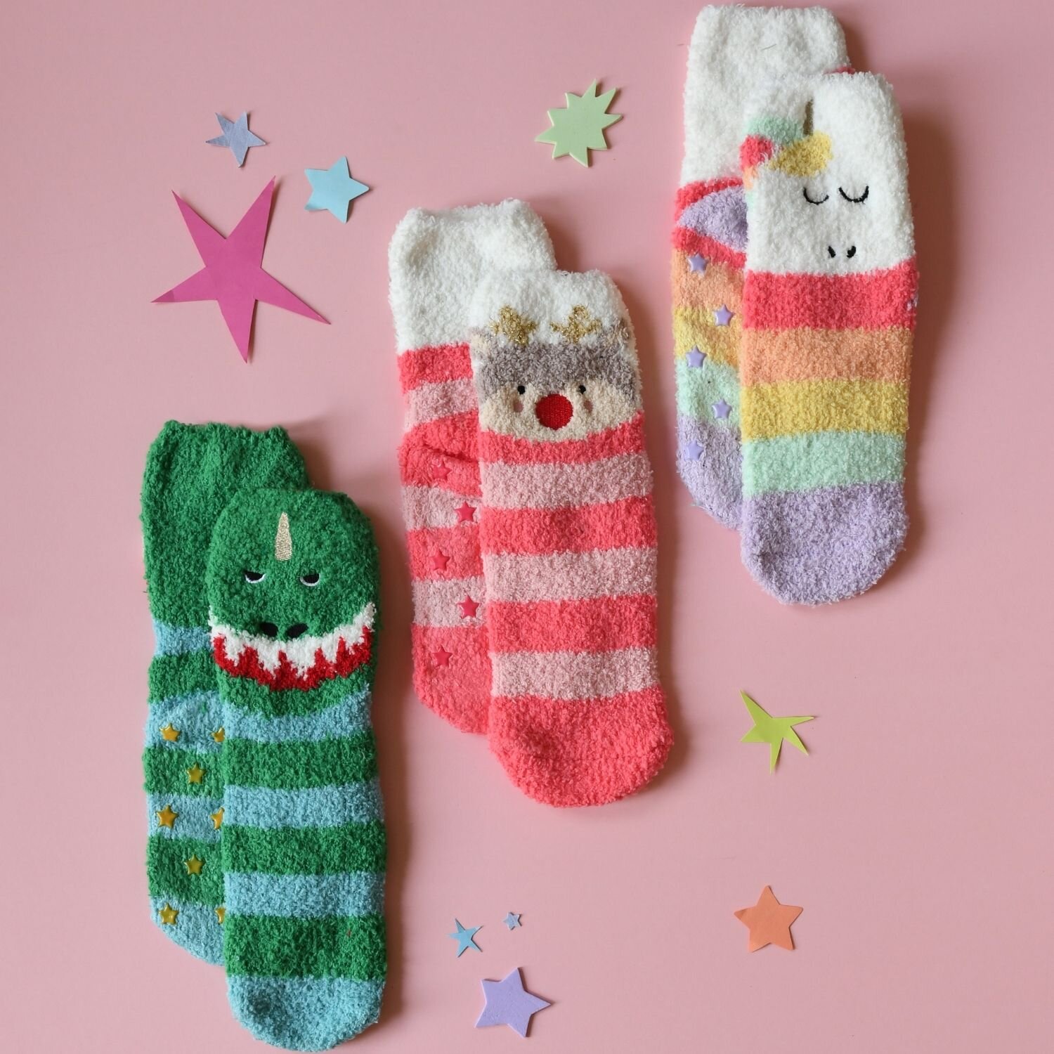 13-n91x9dgr Cosy Slipper Socken "Rainbow Unicorn" – Bild 1