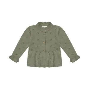 Lochstrick Cardigan "Green" mit Schößchen – Bild 2