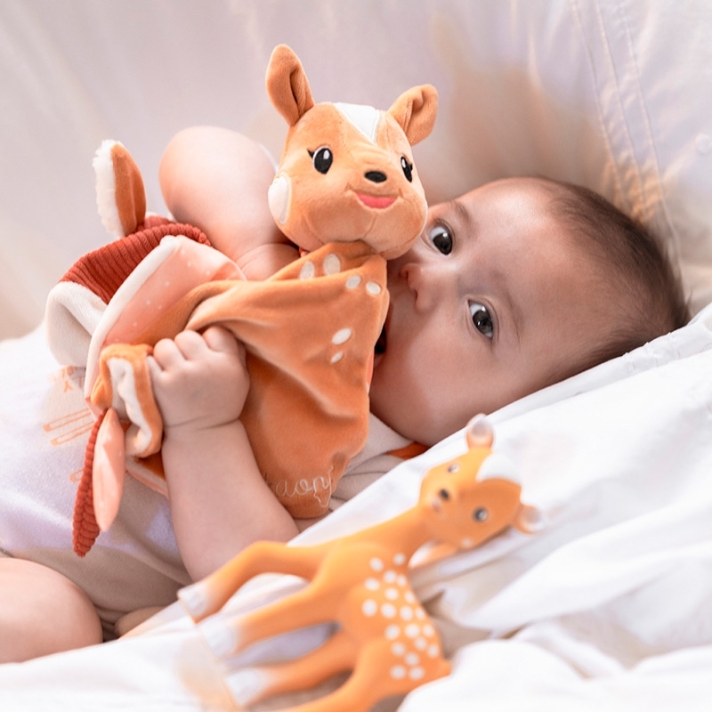 Schmusetuch Fanfan mit Schnullerband 4 Schmusetuch Fanfan mit Schnullerband, Reh – Bild 2