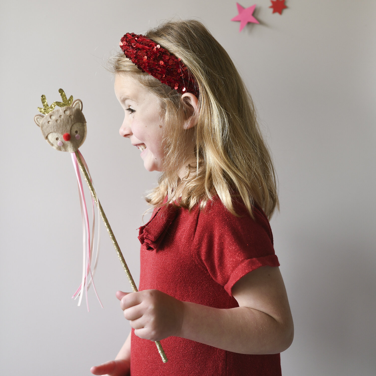 Sequin Velvet Headband - Red 3 Gepolstertes Pailetten Samt Stirnband (rot) – Bild 4