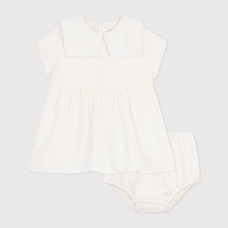 A0F4Z01F1 Kleid & Bloomer Hose (Marshmallow) von Petit Bateau – Bild 1