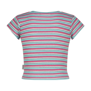 T-Shirt Basic rib crop striped tee, Aqua blue von Vingino – Bild 3