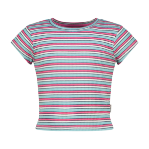 T-Shirt Basic rib crop striped tee, Aqua blue von Vingino