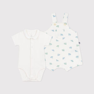 Ensemble Latzhose & Body (Marshmallow / Multico) von Petit Bateau