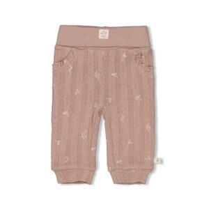 Gerippte Hose Pointelle AOP - Delicate Flower (Taupe)