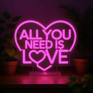 Neoneffekt LED Schild "It's a Sign" (All You Need Is Love)