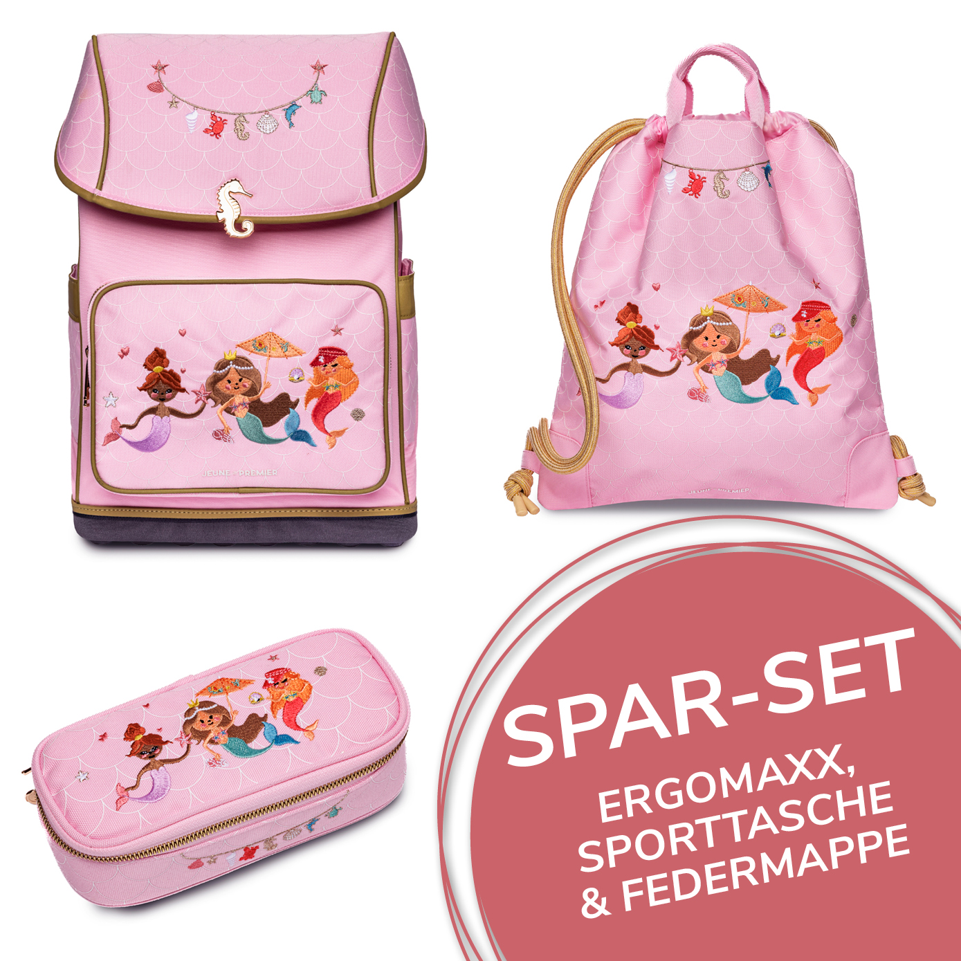Bundle_LittleLegends_JeunePremier4_Mermaids Spar Set Mermaids mit Ergomaxx, City Bag & Mäppchen – Bild 1