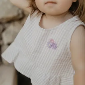 Frill Hem Gingham Top "Flowers" – Ansicht 5