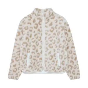 Mini-Me Leopard Print Teddy Jacke für Frauen