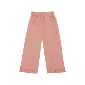 Weite Hose mit Volantsaum in Leinenoptik "Terracotta"
