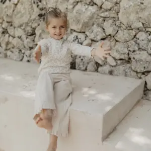 Weite Hose mit Volantsaum in Leinenoptik "Cappucino" – Bild 3