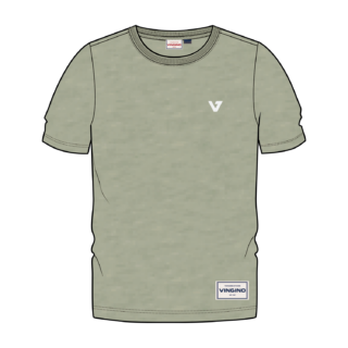 Olive-green short-sleeve T-shirt with a white Vingino logo on the left chest and a label on the lower right hem.