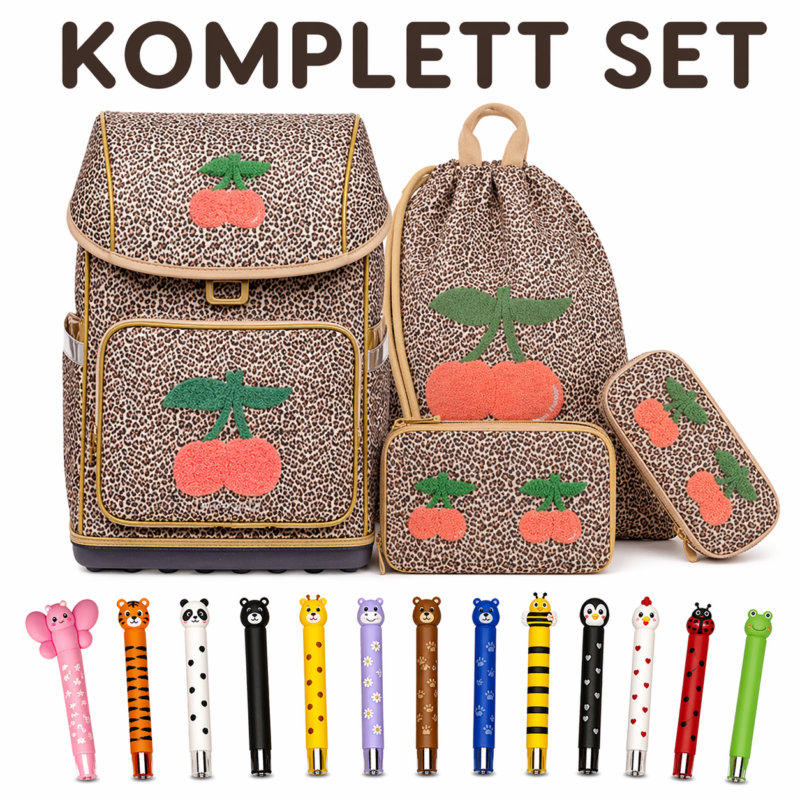 Komplett Set Leopard Cherry mit Ergomaxx, City Bag & 2 Mäppchen