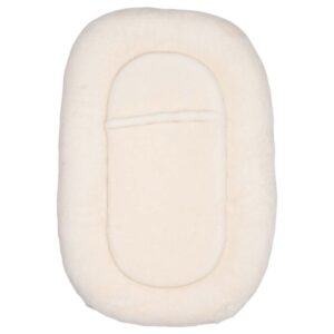 Soft white plush pad with an oval center cushion.