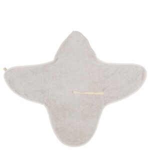 Light beige, star-shaped plush floor mat with a small fabric loop on one arm.