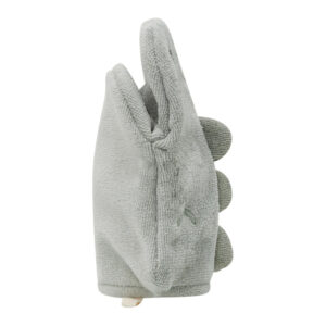 Gray plush dinosaur hand puppet glove with three rounded back spikes, shown from the side.