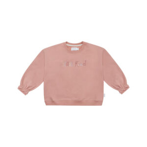 Light pink kids' sweatshirt with puff sleeves and 'SCHUL Kind' embroidery on the front.
