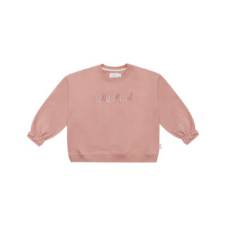 Light pink kids' sweatshirt with puff sleeves and 'SCHUL Kind' embroidery on the front.