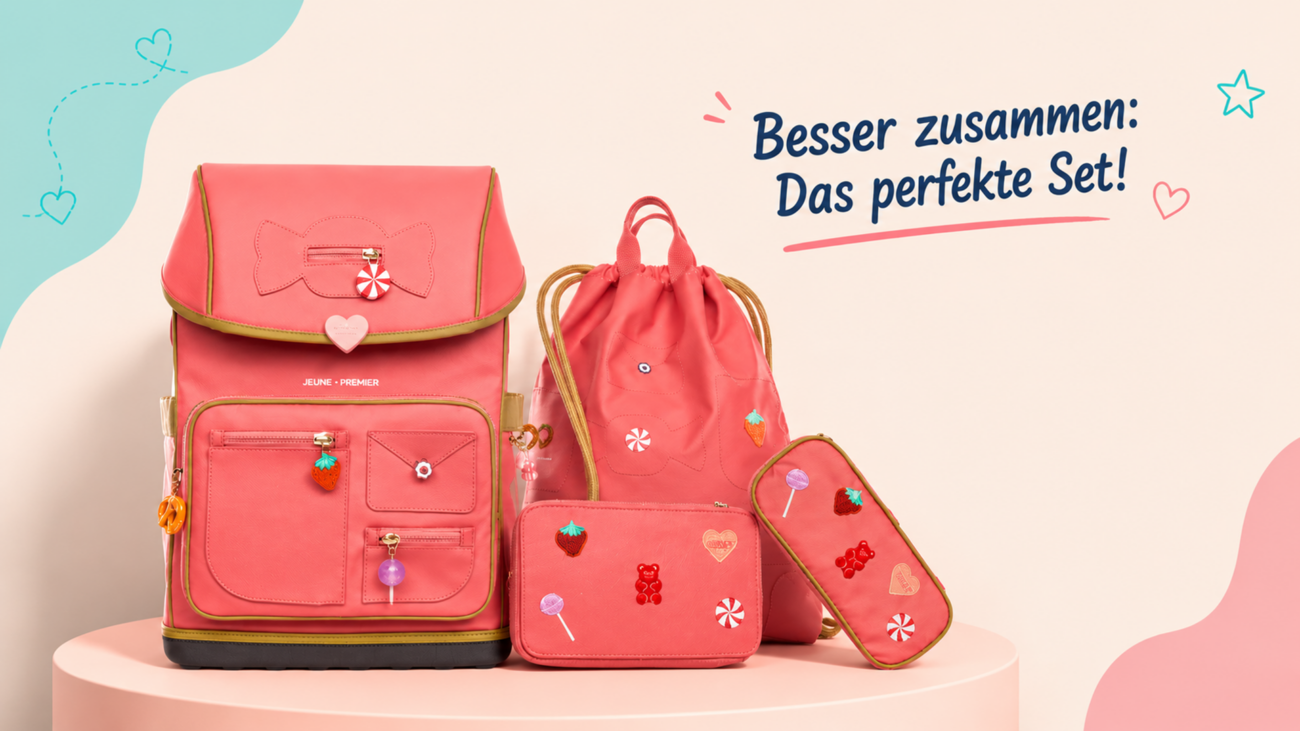 Jeune Premier Schulranzen-Set mit City Bag und Federmäppchen im gleichen Design