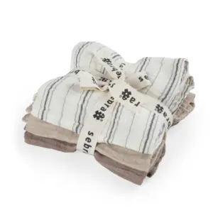 Spucktücher von sebra (3er-Set) "Cream stripe"