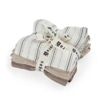 Spucktücher von sebra (3er-Set) "Cream stripe"