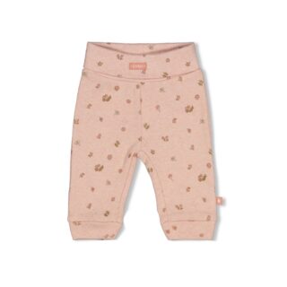 Gerippte Hose pointelle AOP Fall in Love (Rosa Melange)