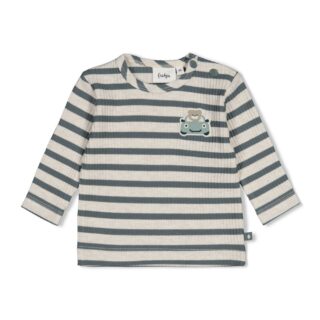 Geripptes Longsleeve Ringel Beep Beep (Seegrün)