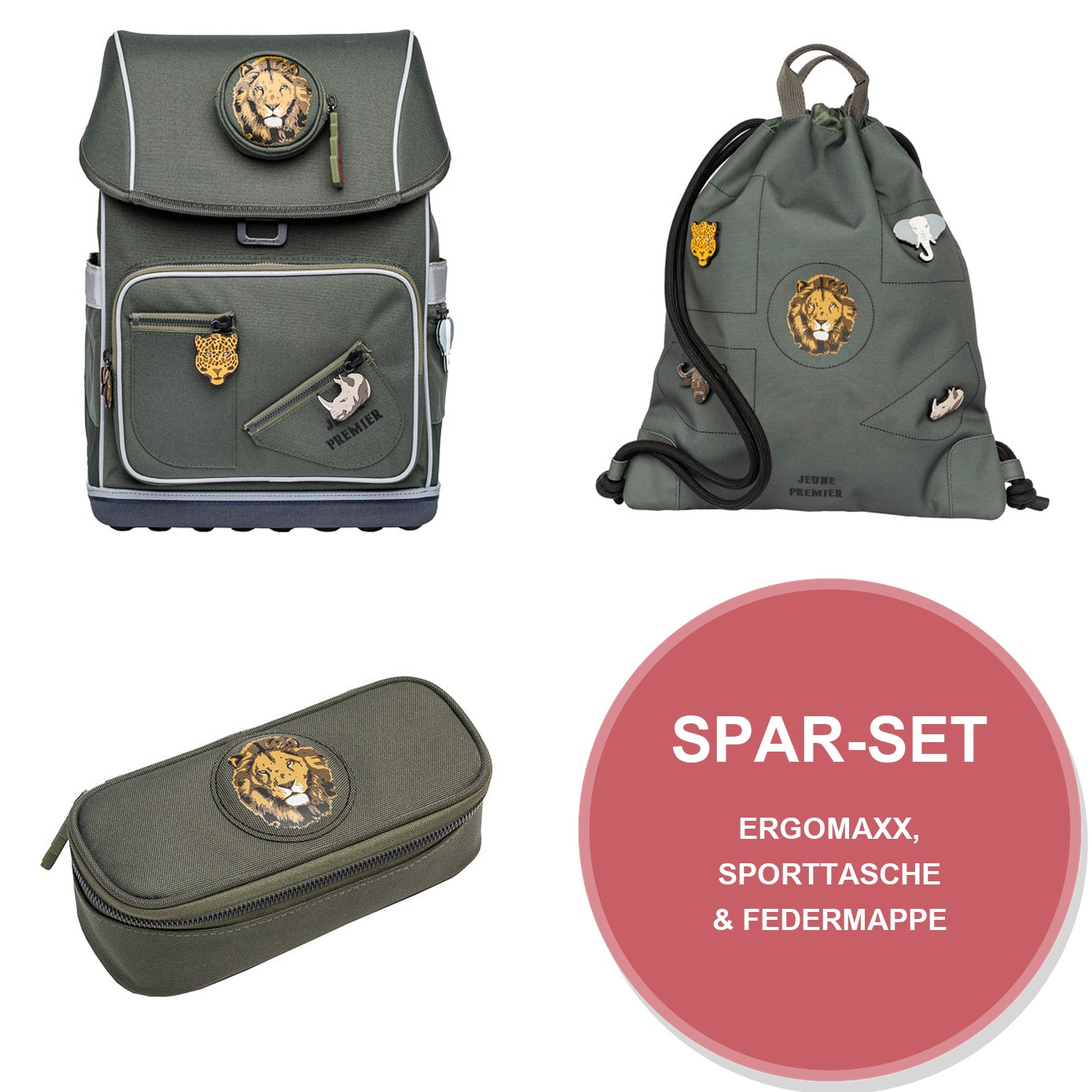 Spar Set Big Five (Khaki) mit Ergomaxx, City Bag & Mäppchen Spar Set Big Five (Khaki) mit Ergomaxx, City Bag & Mäppchen