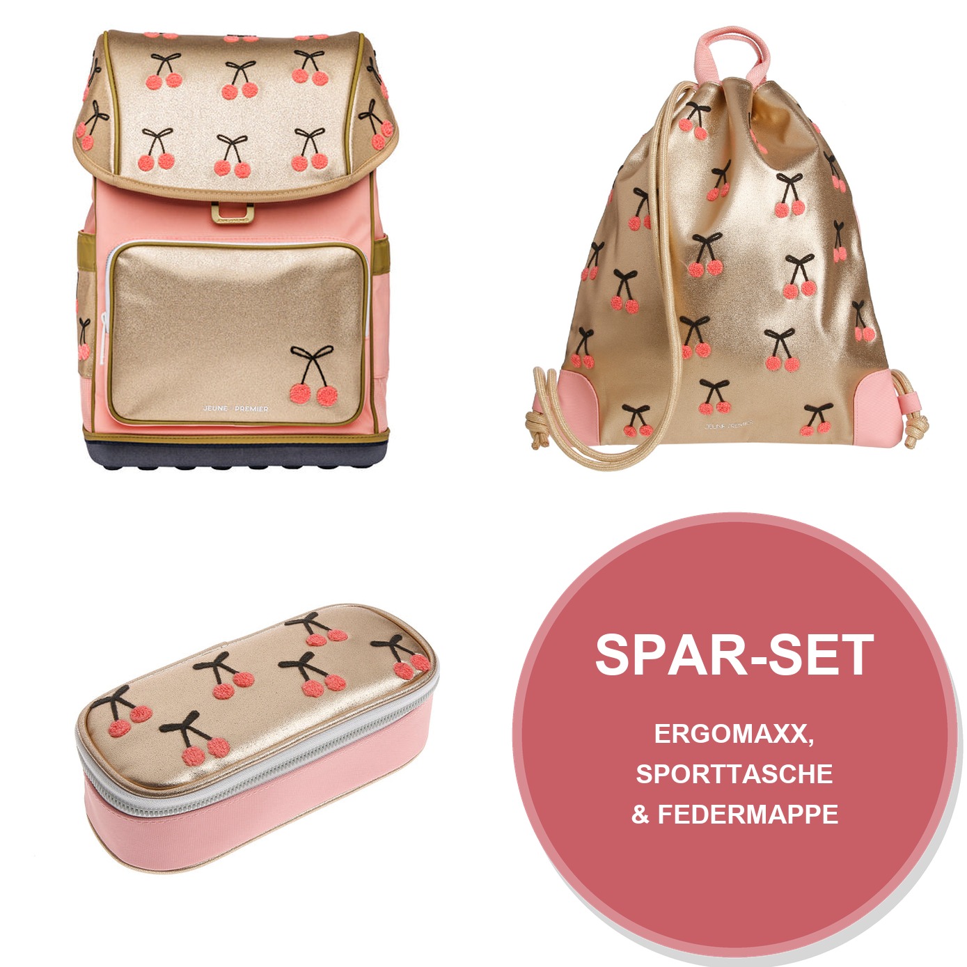 Spar Set Cherry Pompon mit Ergomaxx, City Bag & Mäppchen Spar Set Cherry Pompon mit Ergomaxx, City Bag & Mäppchen