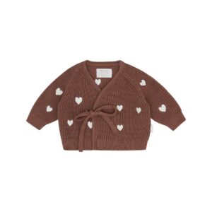Baby-Strickjacke zum Wickeln „Hearts" pecan