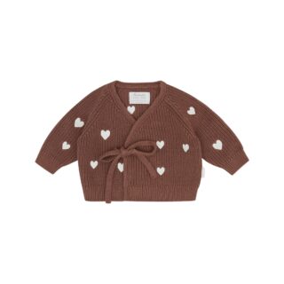 Baby-Strickjacke zum Wickeln „Hearts" pecan