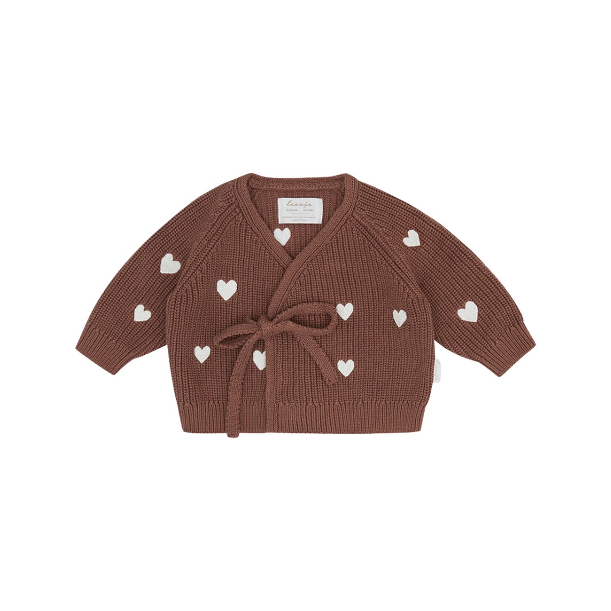 Baby-Strickjacke zum Wickeln „Hearts" pecan Baby-Strickjacke zum Wickeln „Hearts" pecan