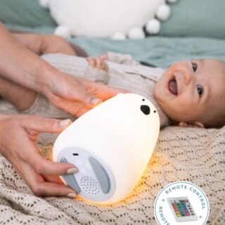 Rabbit & Friends Bärenlampe groß mit Lautsprecher (Weiß)