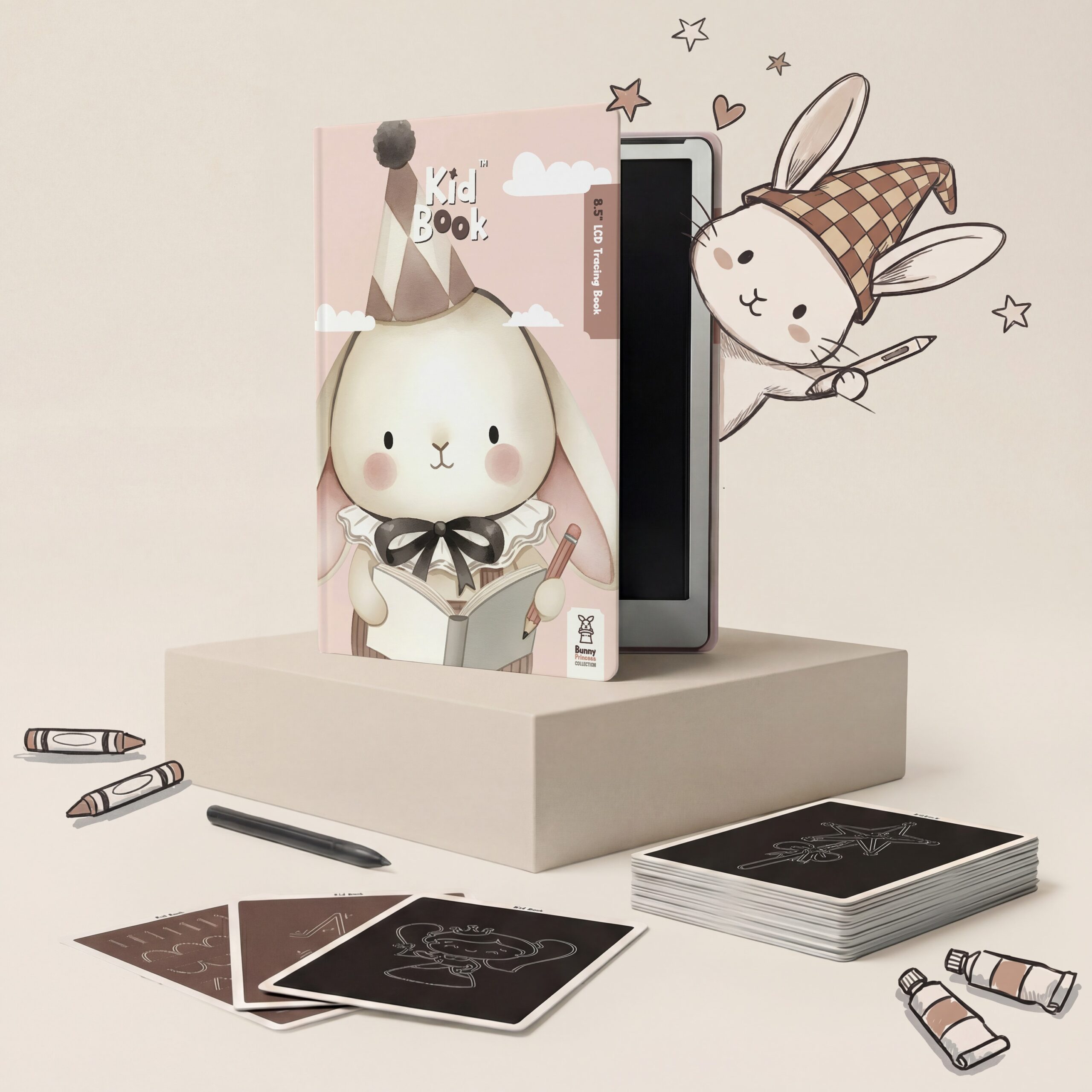 Kidinex KidBook LCD-Zeichentablett mit Arbeitskarten (Rabbit) Kidinex KidBook LCD-Zeichentablett mit Arbeitskarten (Rabbit)